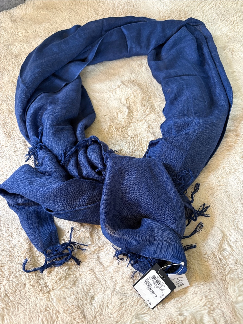 Halogen Deep Blue Lightweight linen blend Scarf